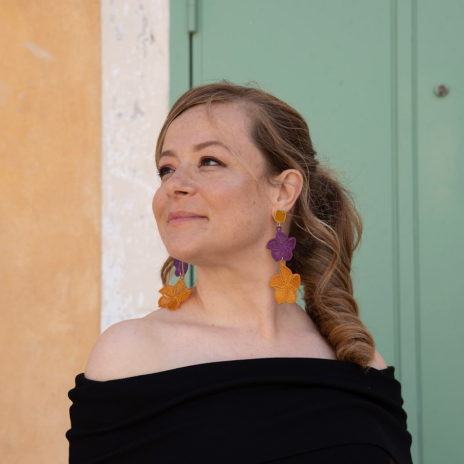 Soléa double embroidered earrings