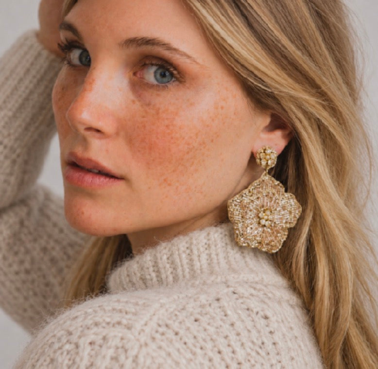 Boucles d'oreilles brodées Perlées Divya