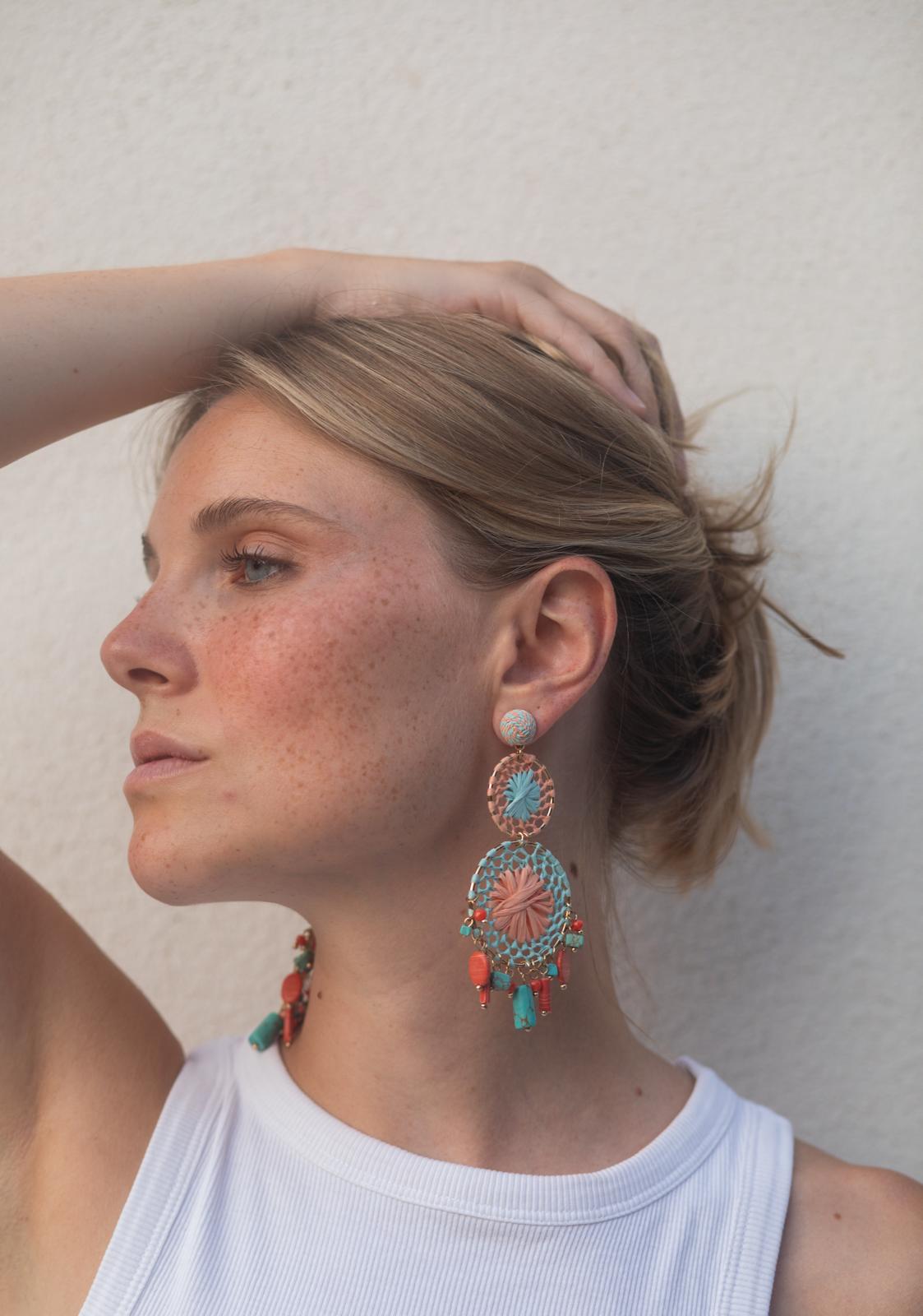 Boucles d'oreilles brodées Perlées CALISTA