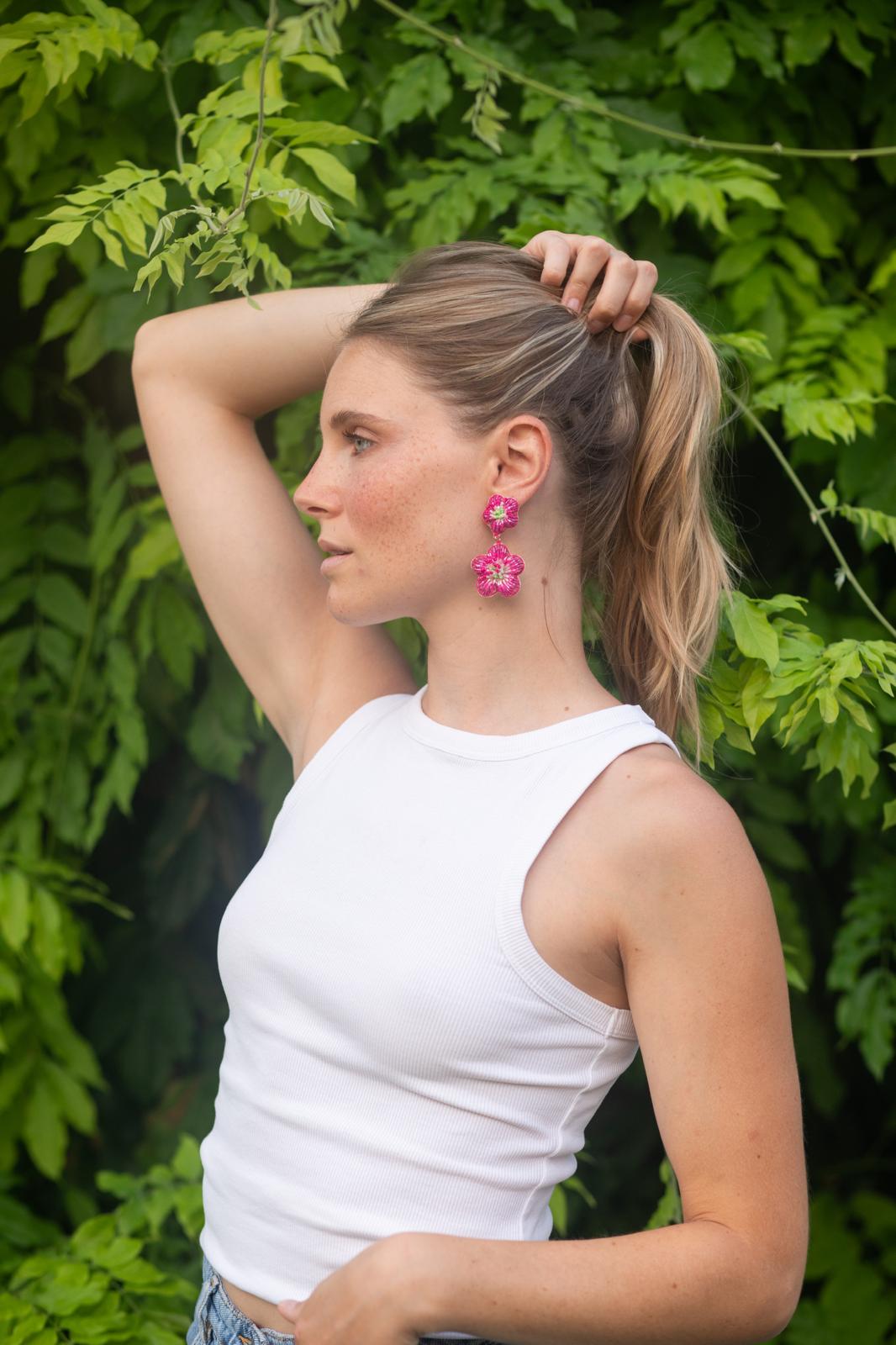 Boucles d'oreilles brodées Manéa