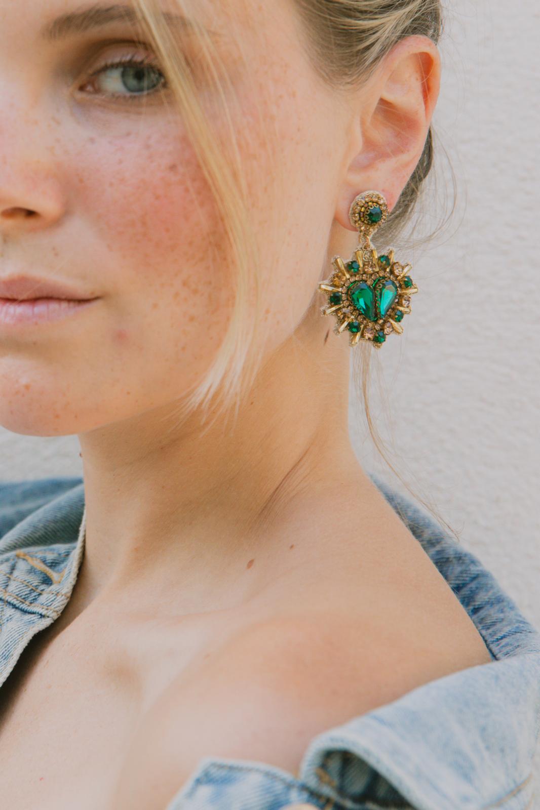 Boucles d'oreilles brodées Théa