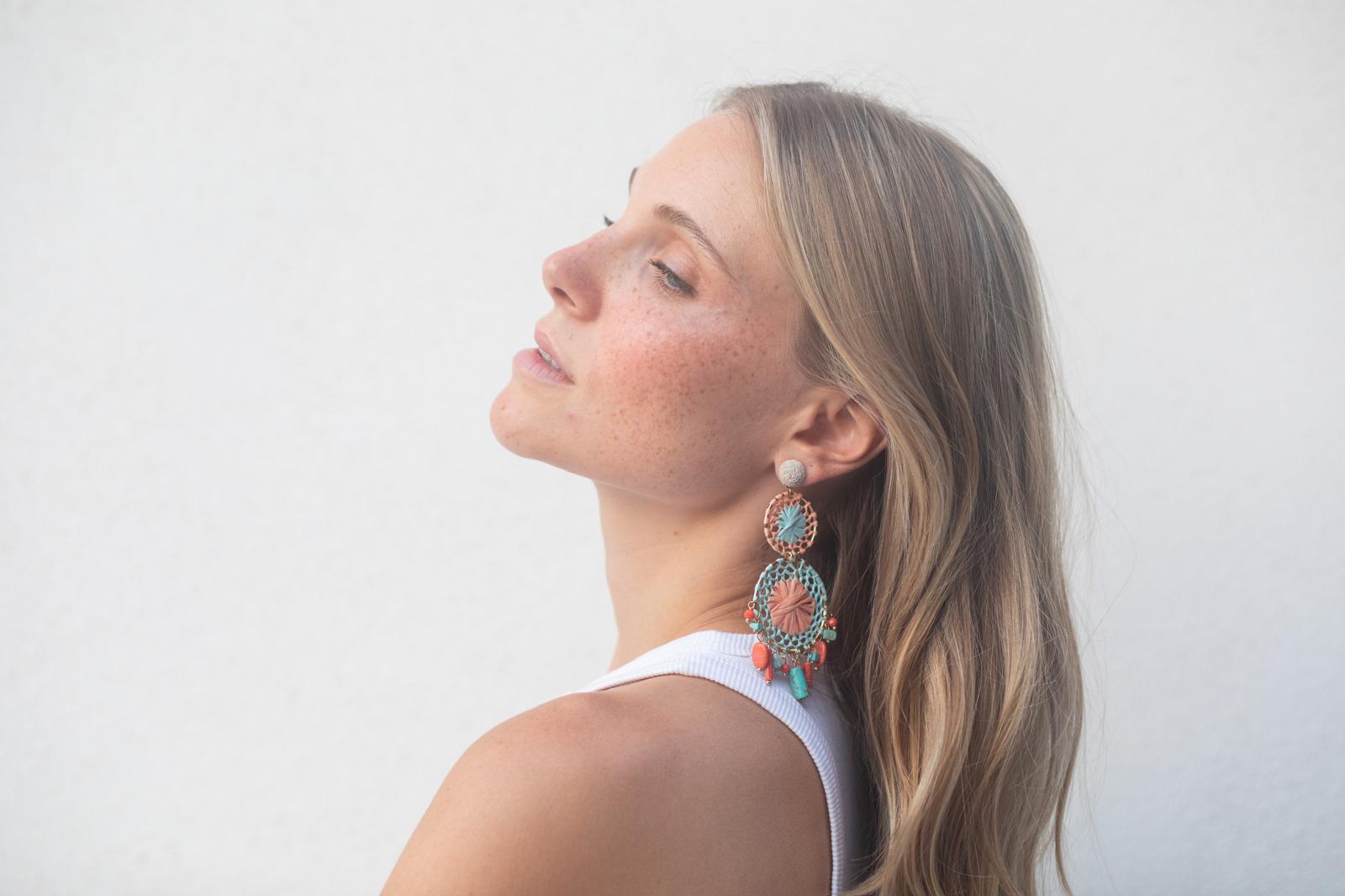 Boucles d'oreilles brodées Perlées CALISTA