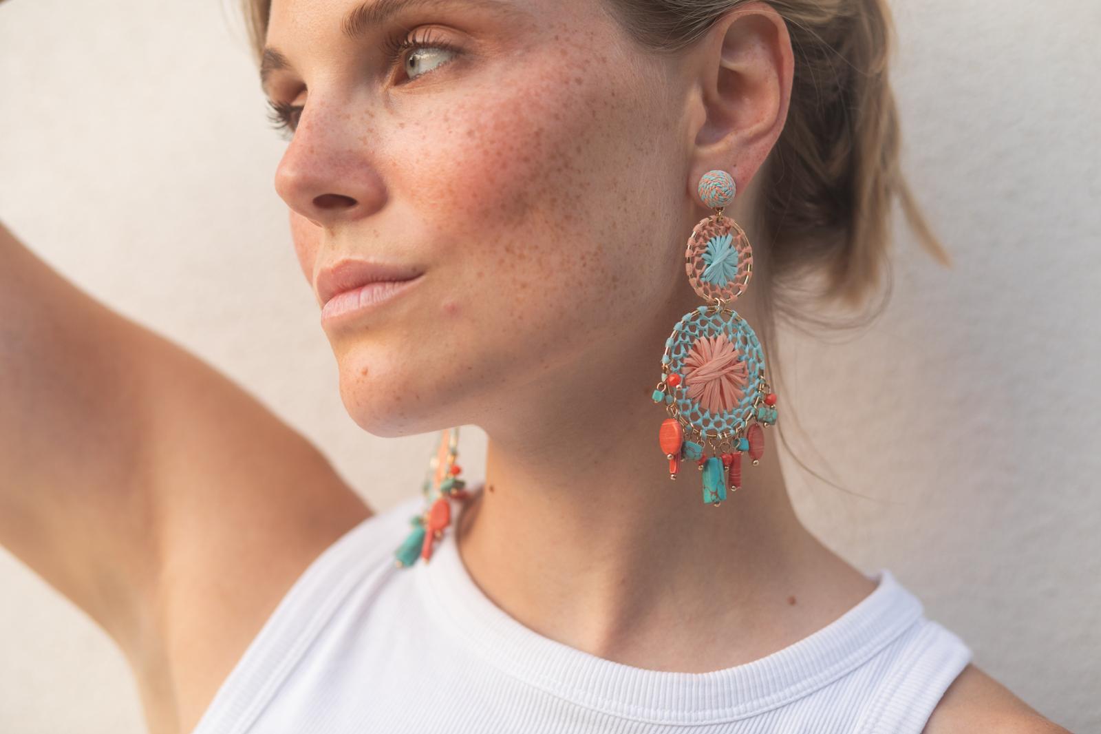 Boucles d'oreilles brodées Perlées CALISTA