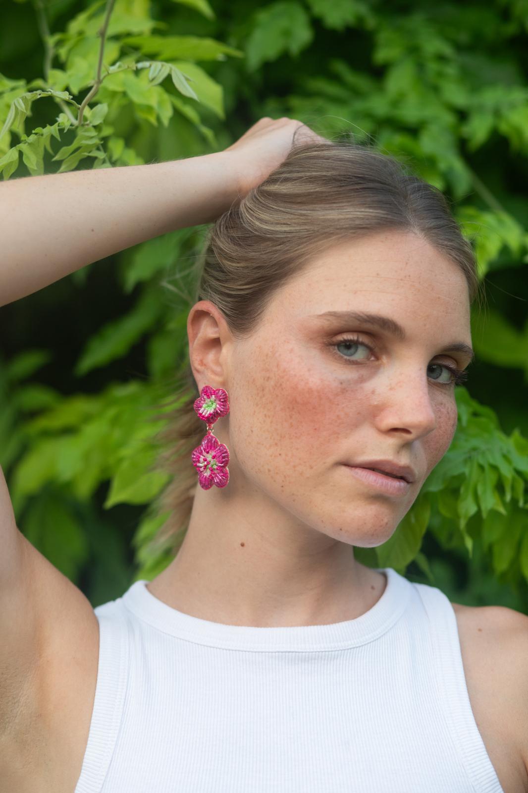 Boucles d'oreilles brodées Manéa