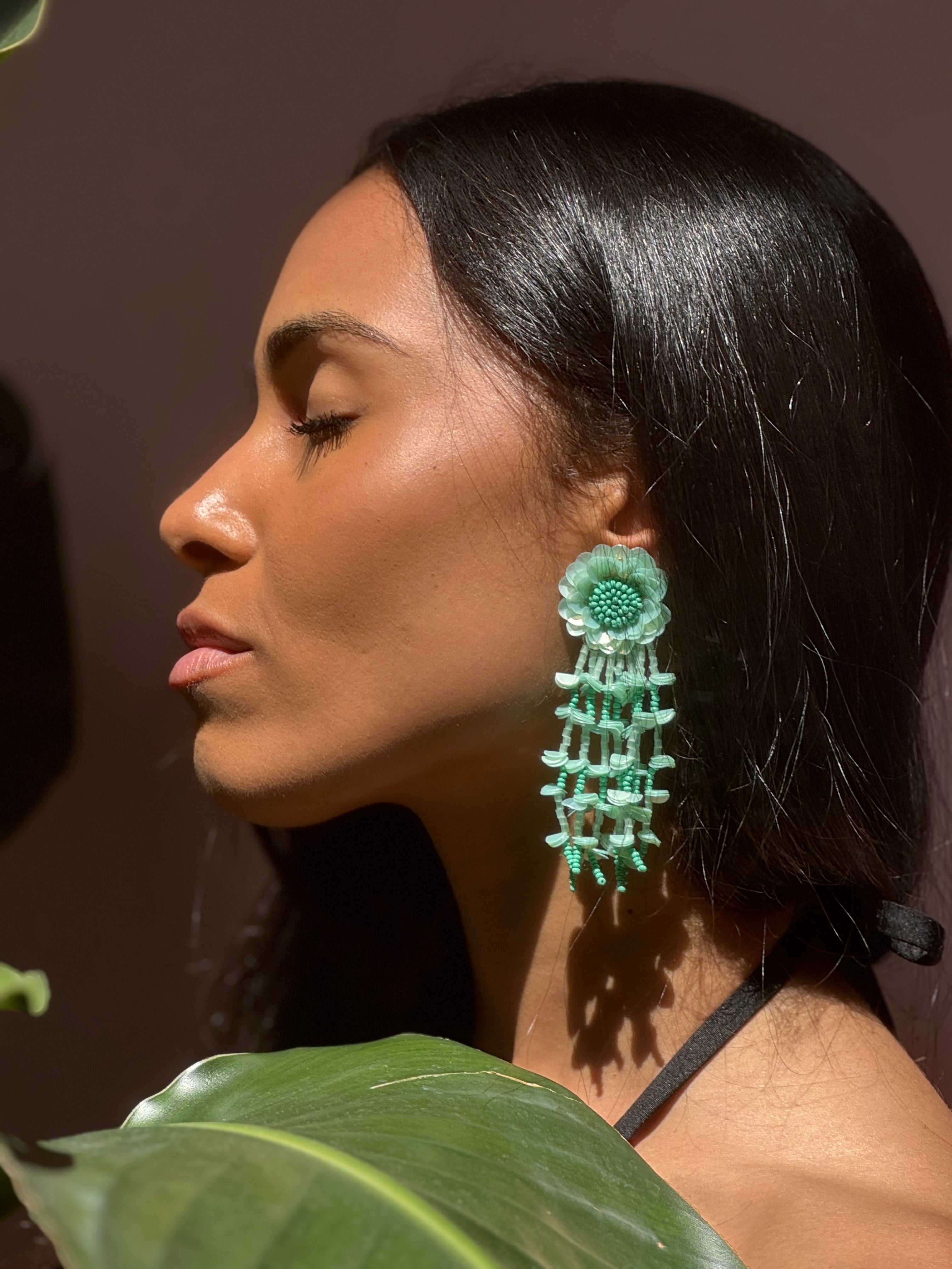 Boucles d'oreilles brodées Perlées Zoé