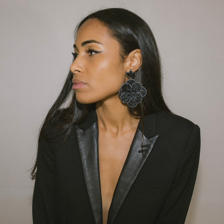 Boucles d'oreilles brodées Perlées Constance