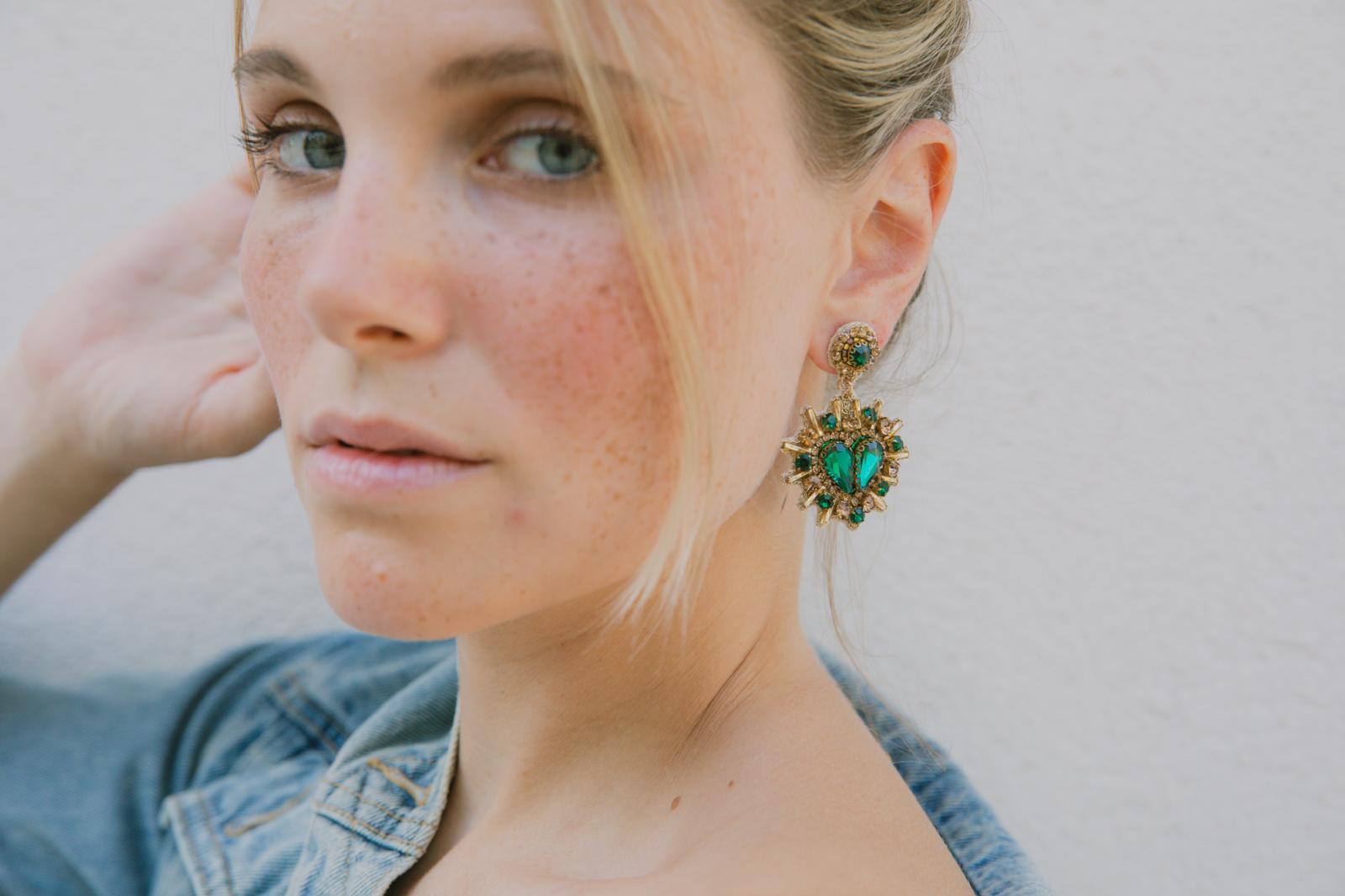 Boucles d'oreilles brodées Théa