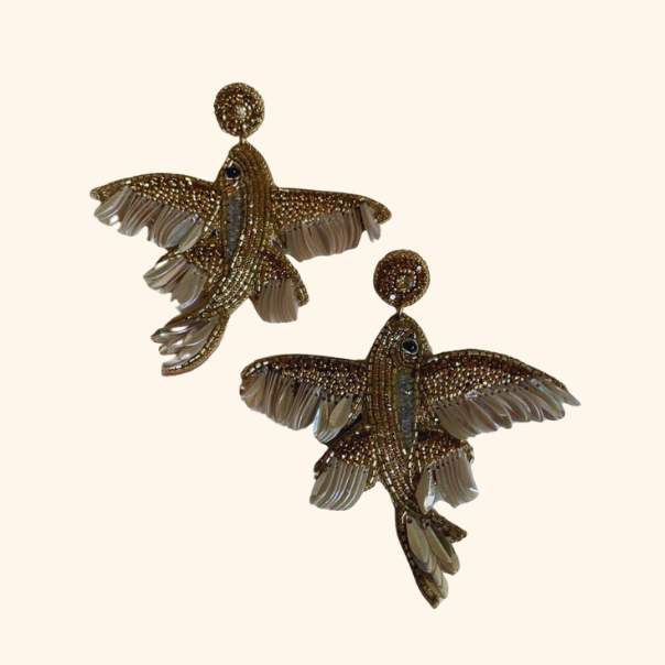 Boucles d'oreilles brodées Perlées GOLDY