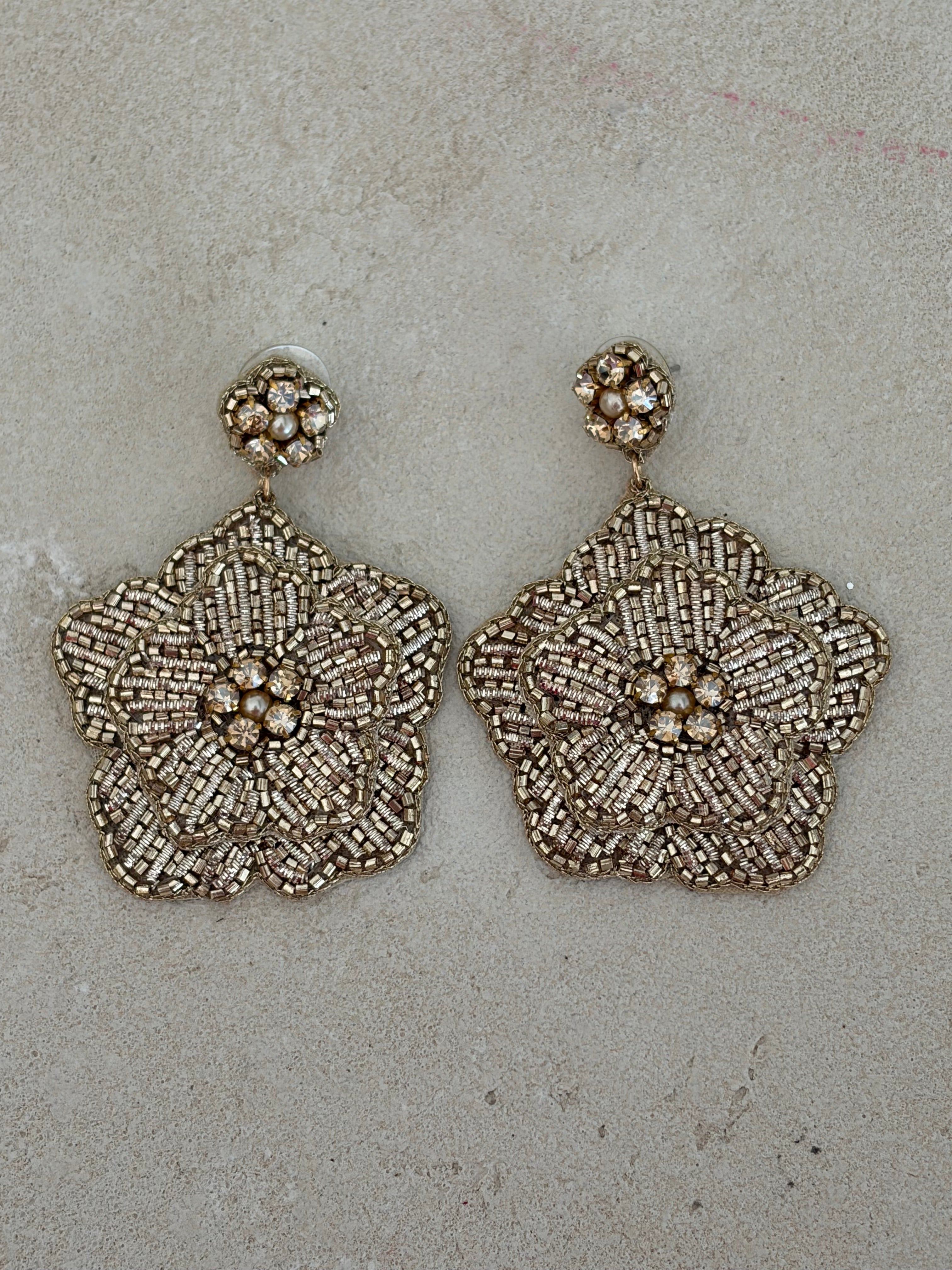 Boucles d'oreilles brodées Perlées Divya