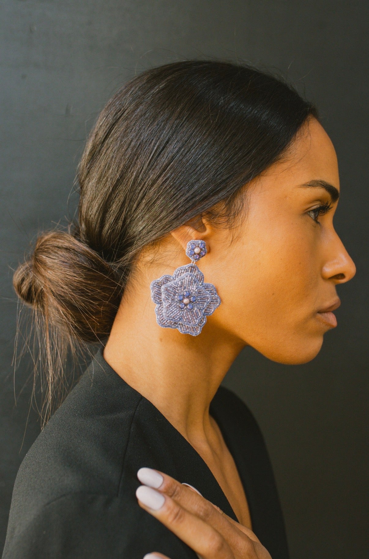 Boucles d'oreilles brodées Perlées Divya