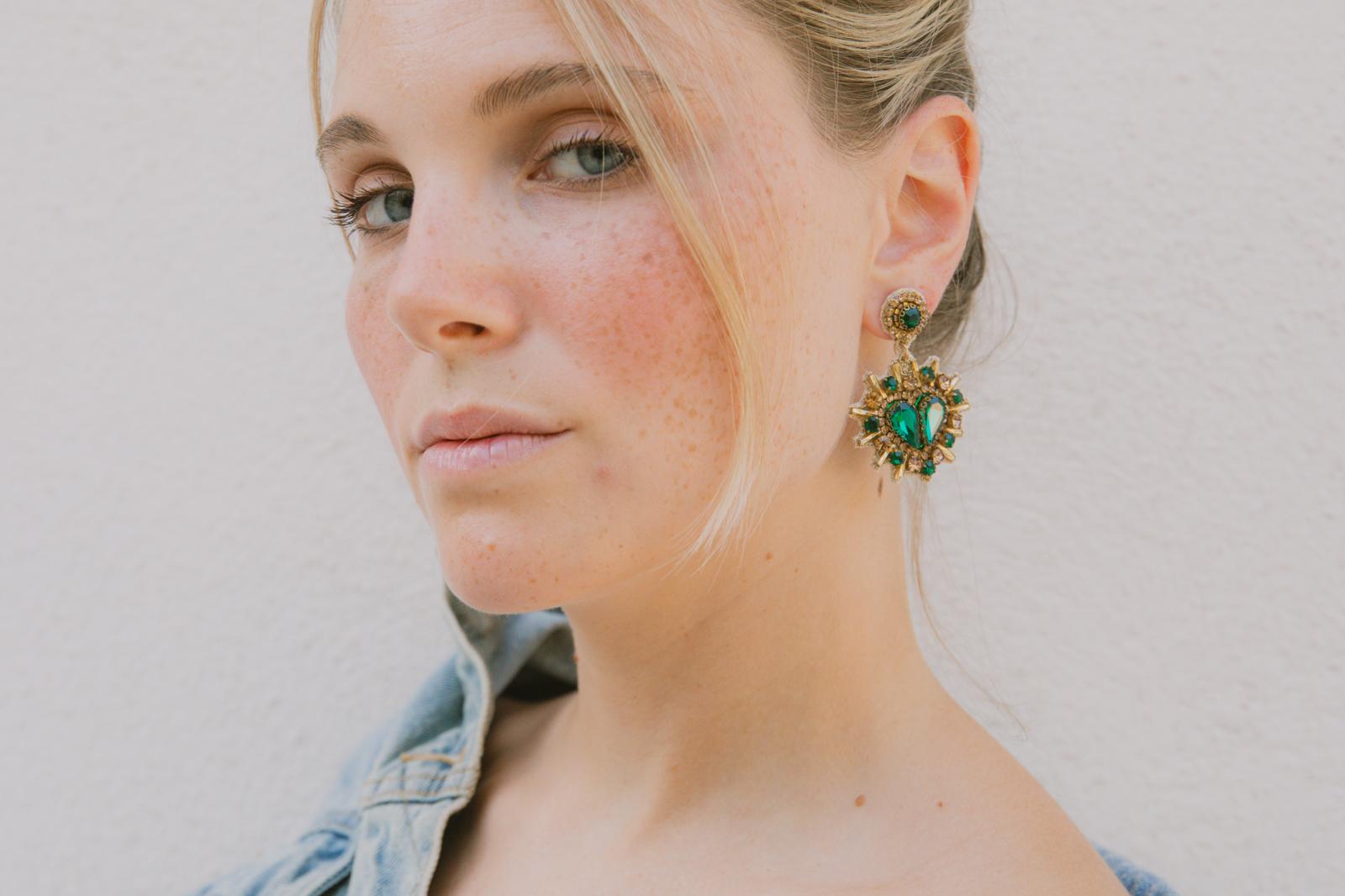 Boucles d'oreilles brodées Théa
