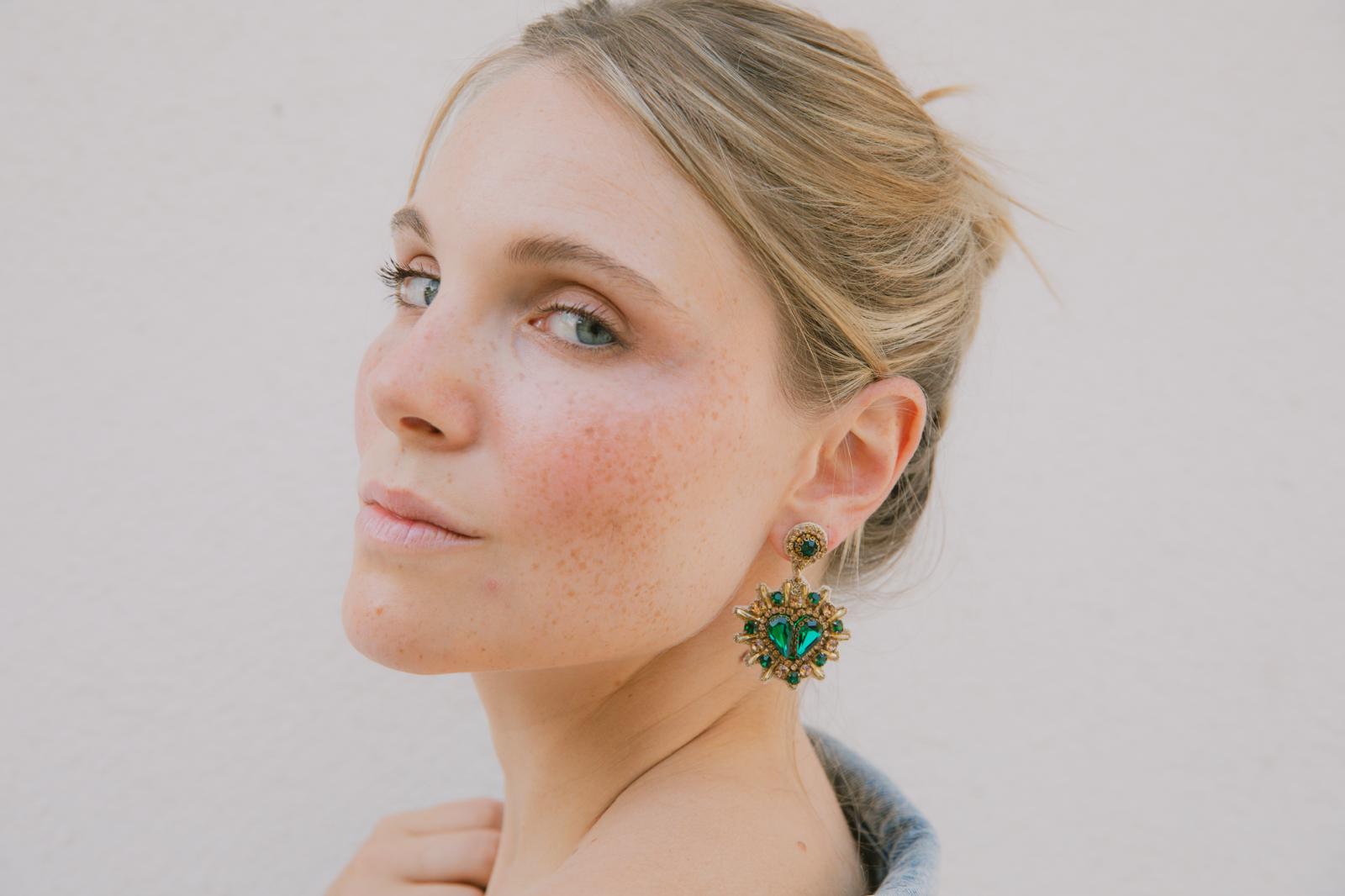 Boucles d'oreilles brodées Théa