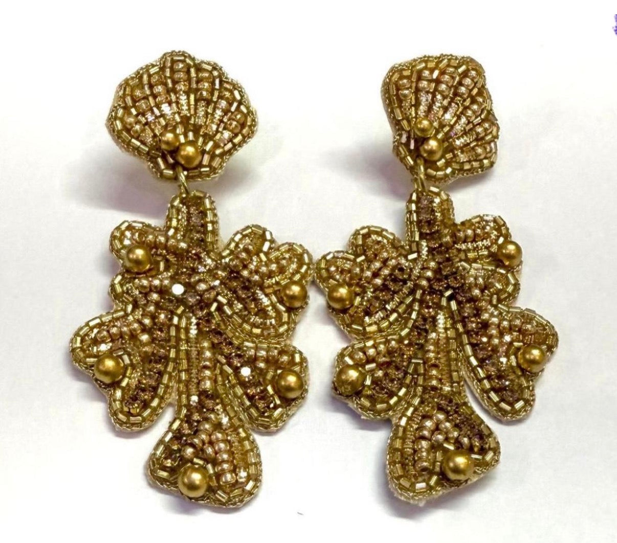 Boucles d'oreilles brodées Perlées ANA "Gold"