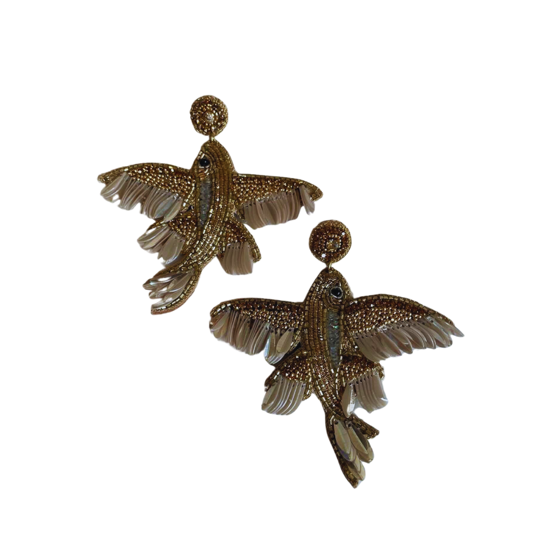 Boucles d'oreilles brodées Perlées GOLDY