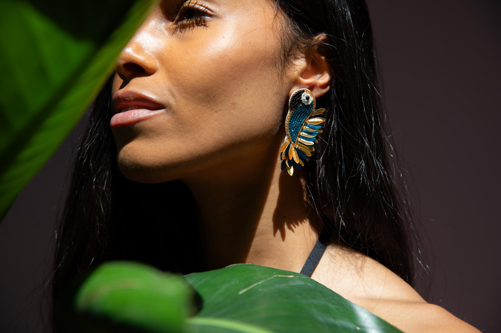 Boucles d'oreilles brodées Perlées ASHA