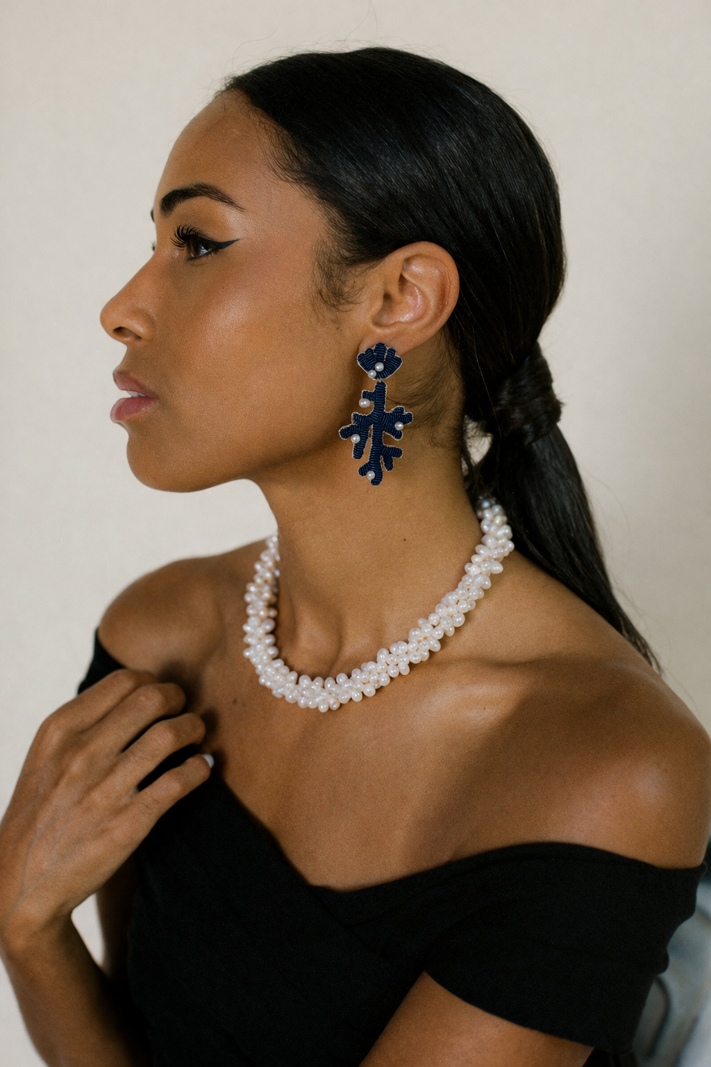 Boucles d'oreilles brodées Perlées ANA