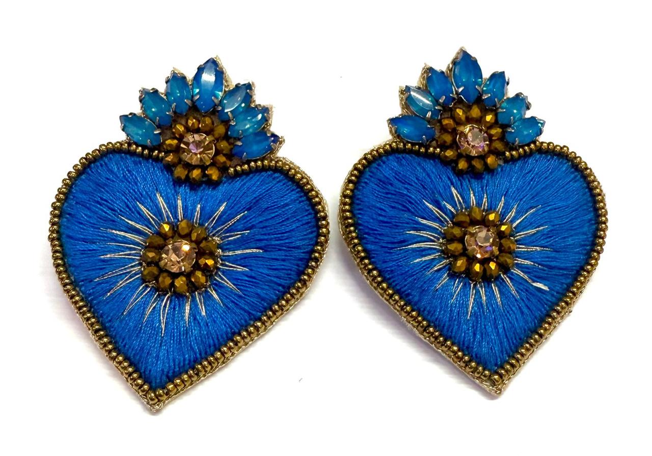 Boucles d'oreilles brodées Perlées CARITAS