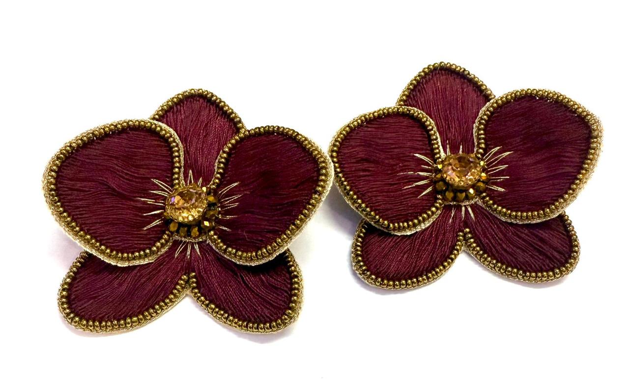 Boucles d'oreilles brodées Perlées ALMA