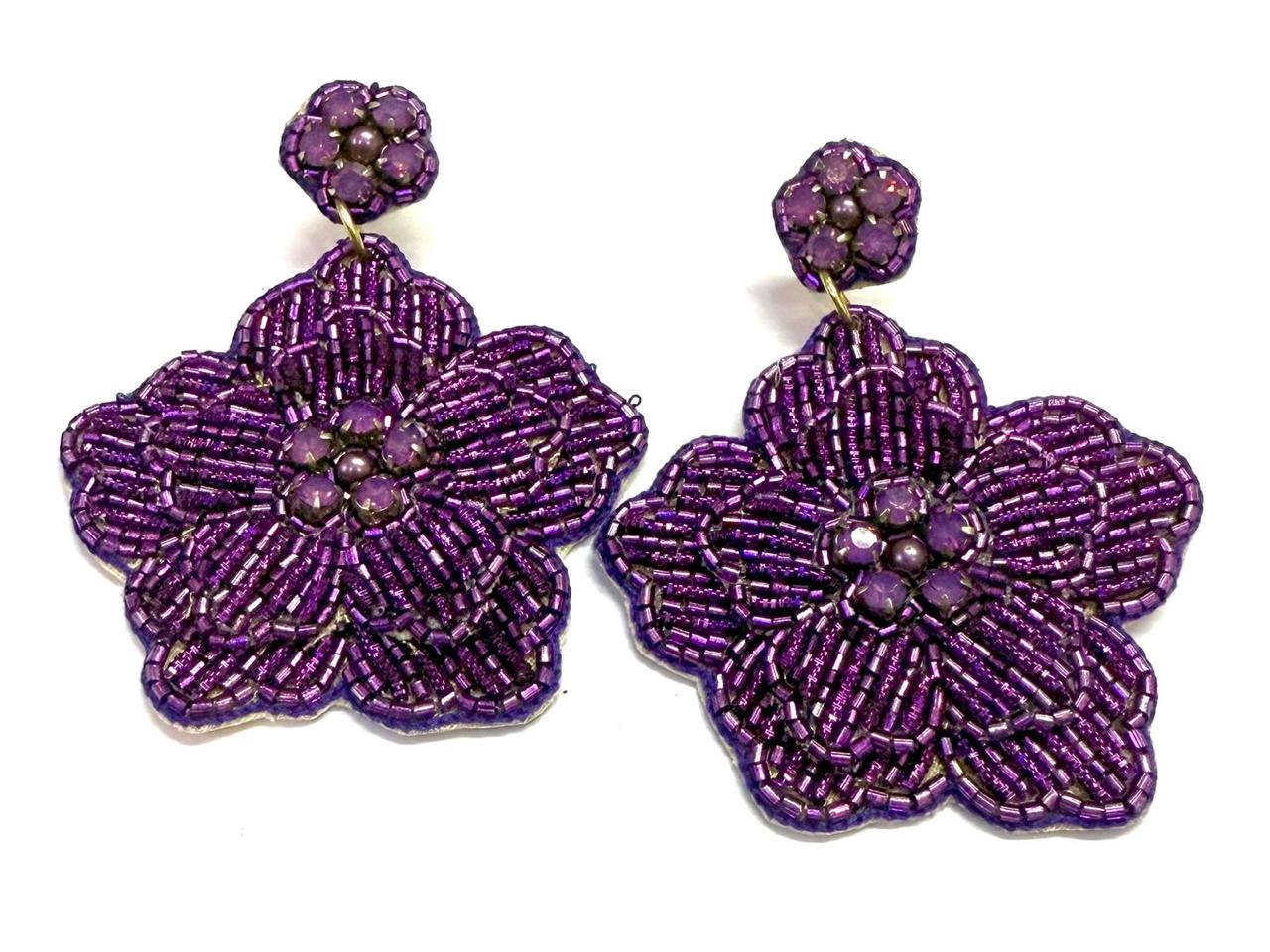 Boucles d'oreilles brodées Perlées Divya