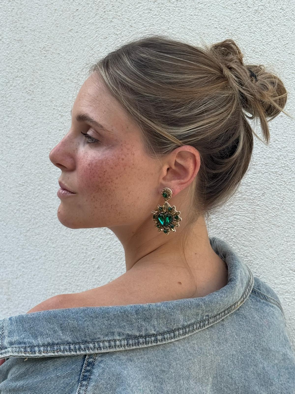 Boucles d'oreilles brodées Théa