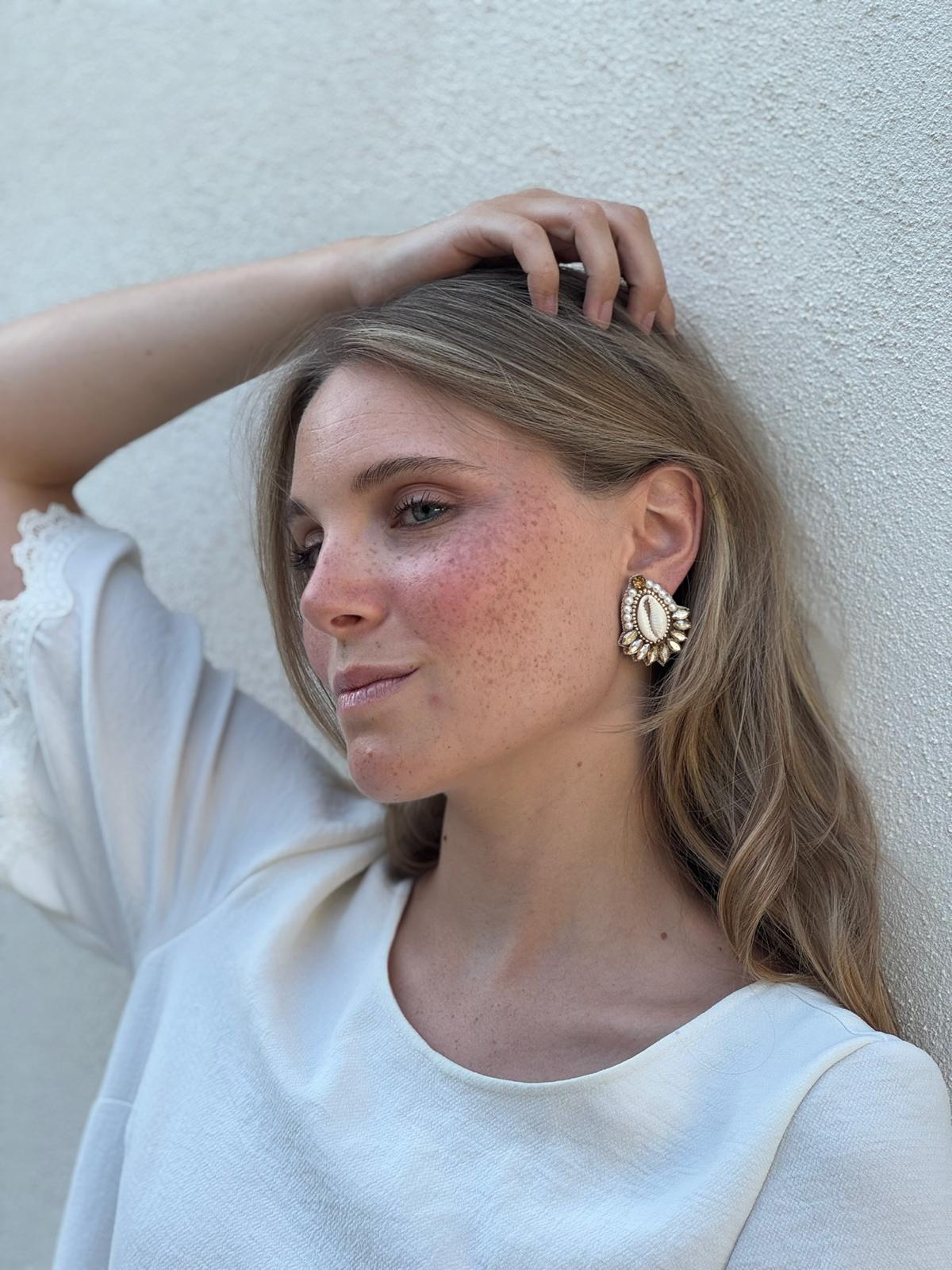 Boucles d'oreilles brodées Néréa