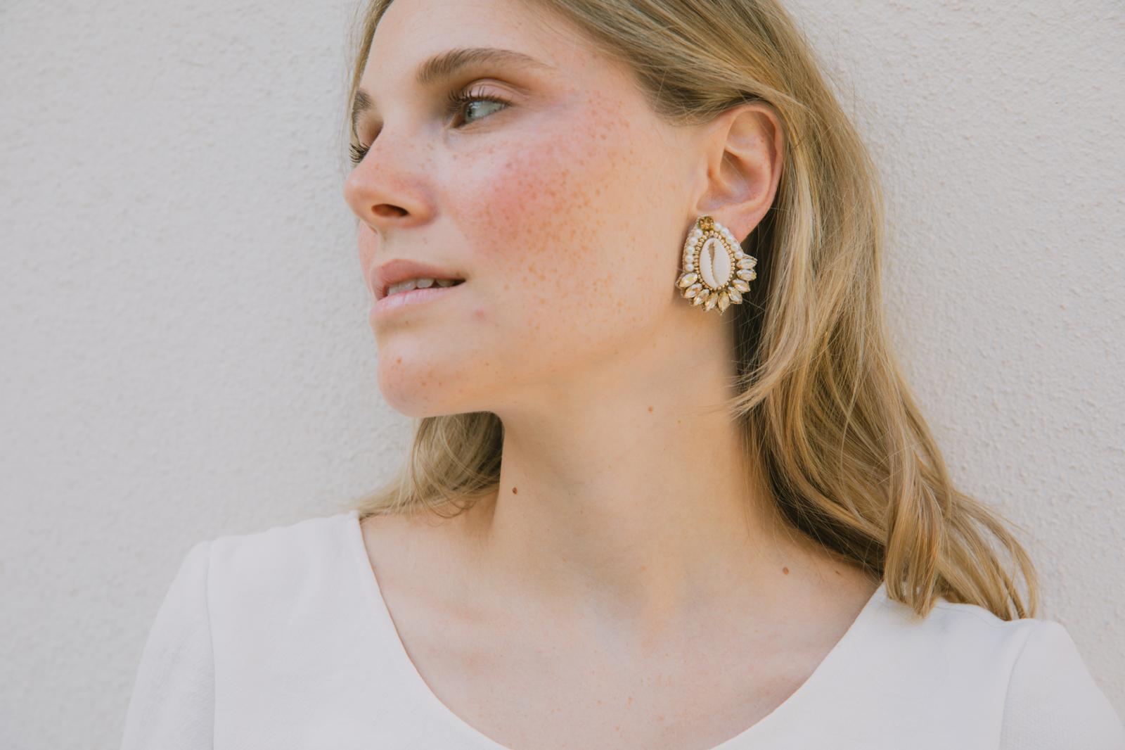 Boucles d'oreilles brodées Néréa