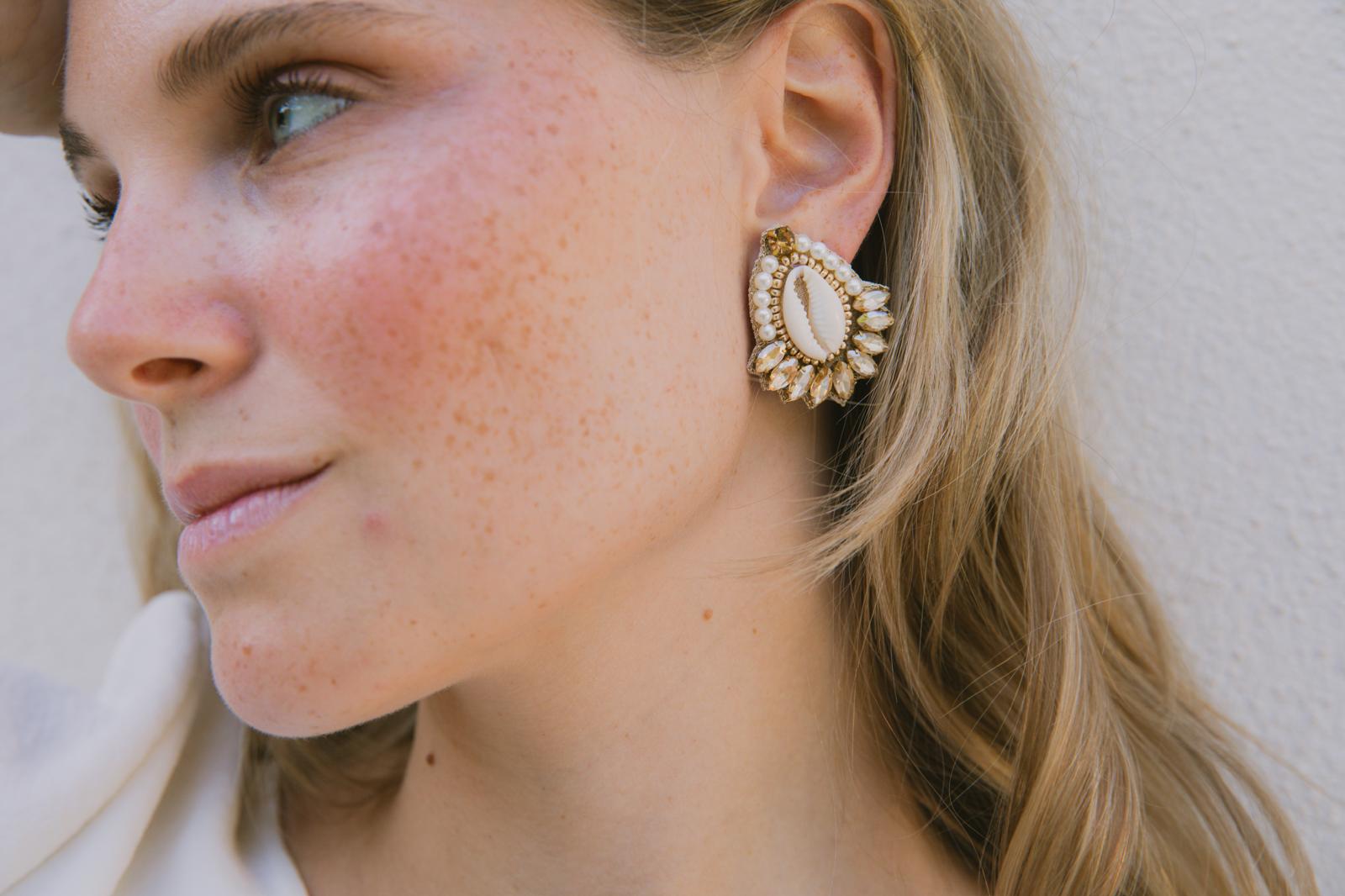 Boucles d'oreilles brodées Néréa