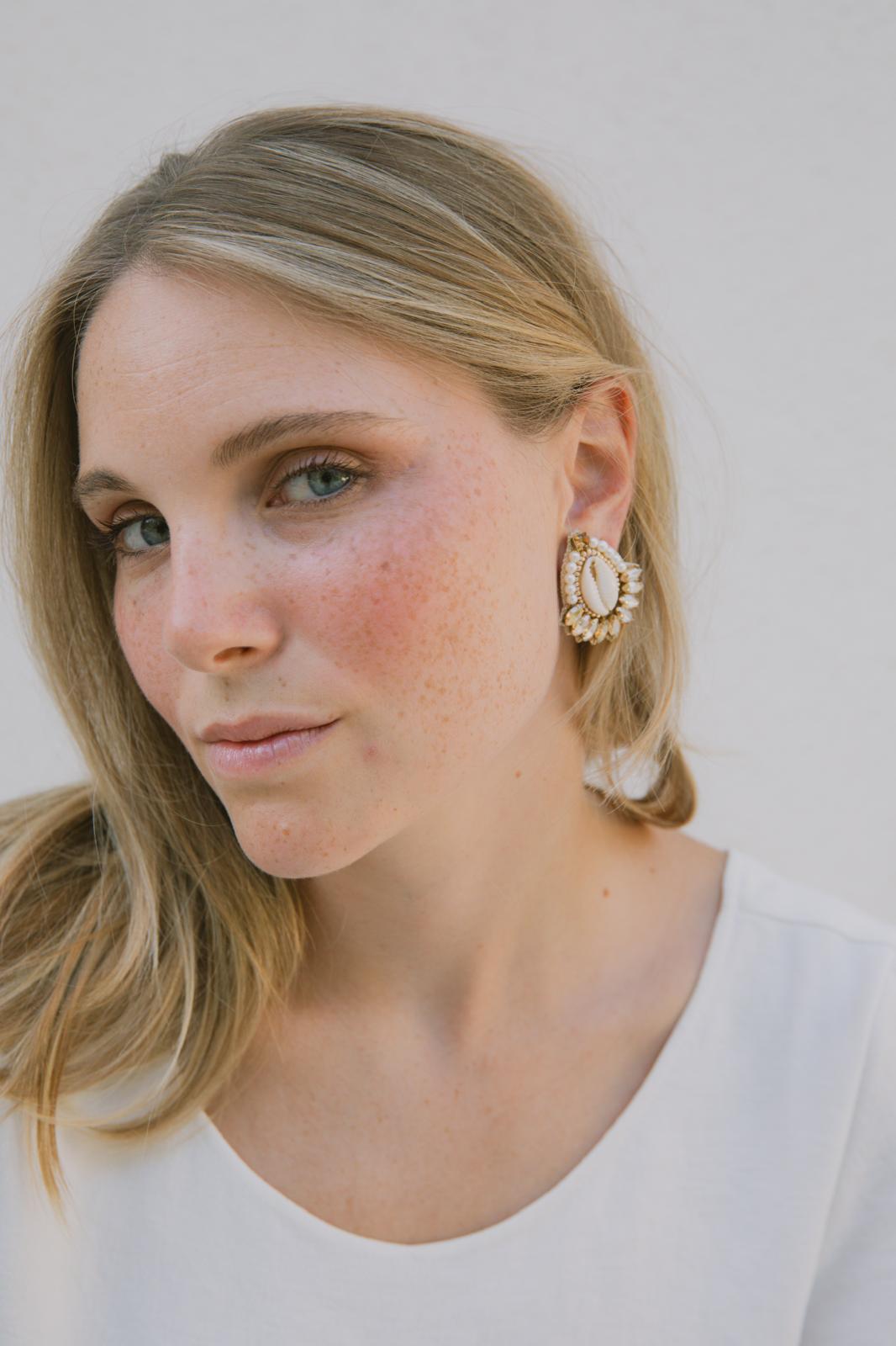 Boucles d'oreilles brodées Néréa
