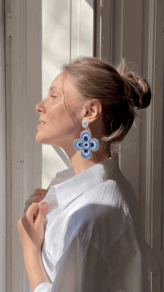 Boucles d'oreilles brodées Perlées Prisca