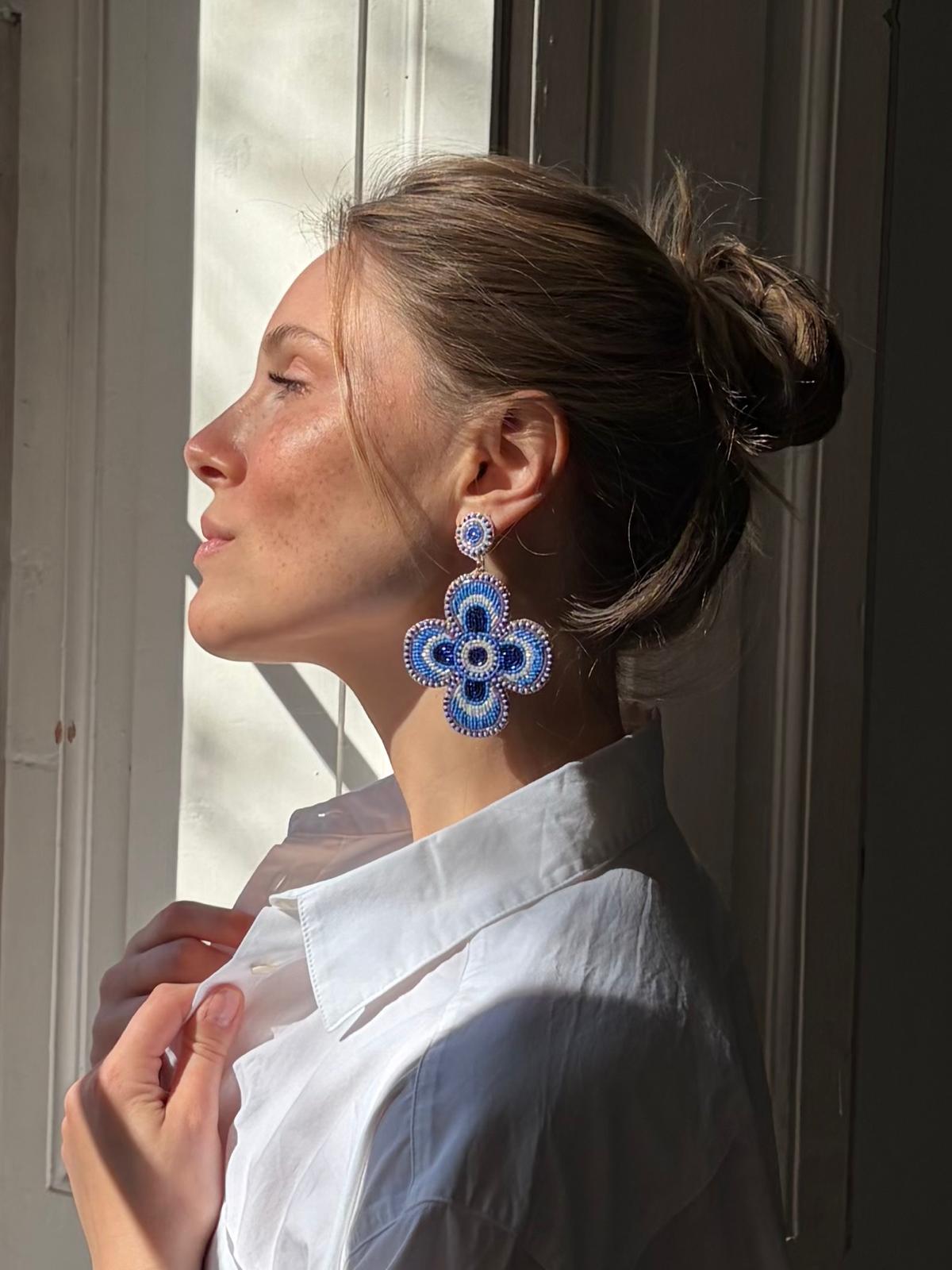 Boucles d'oreilles brodées Perlées Prisca