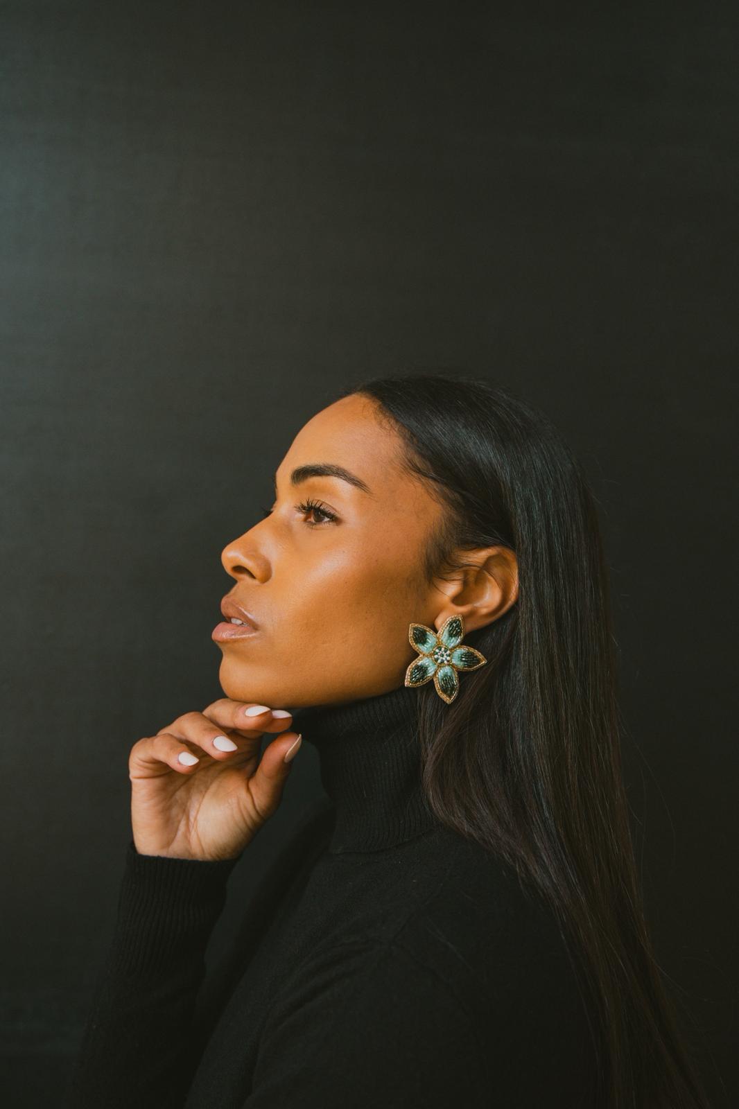 Boucles d'oreilles brodées perlées Cléa