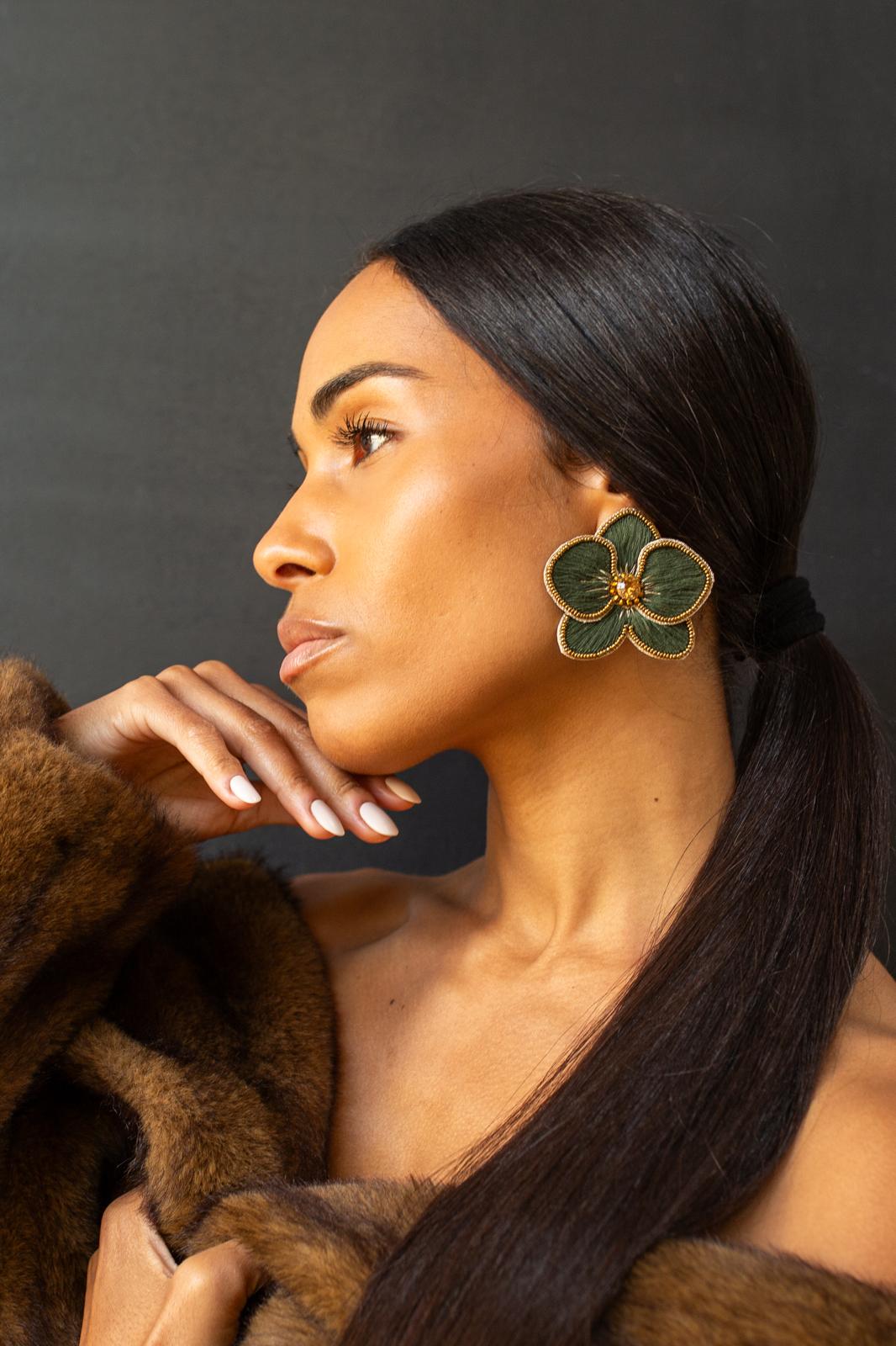 Boucles d'oreilles brodées Perlées ALMA