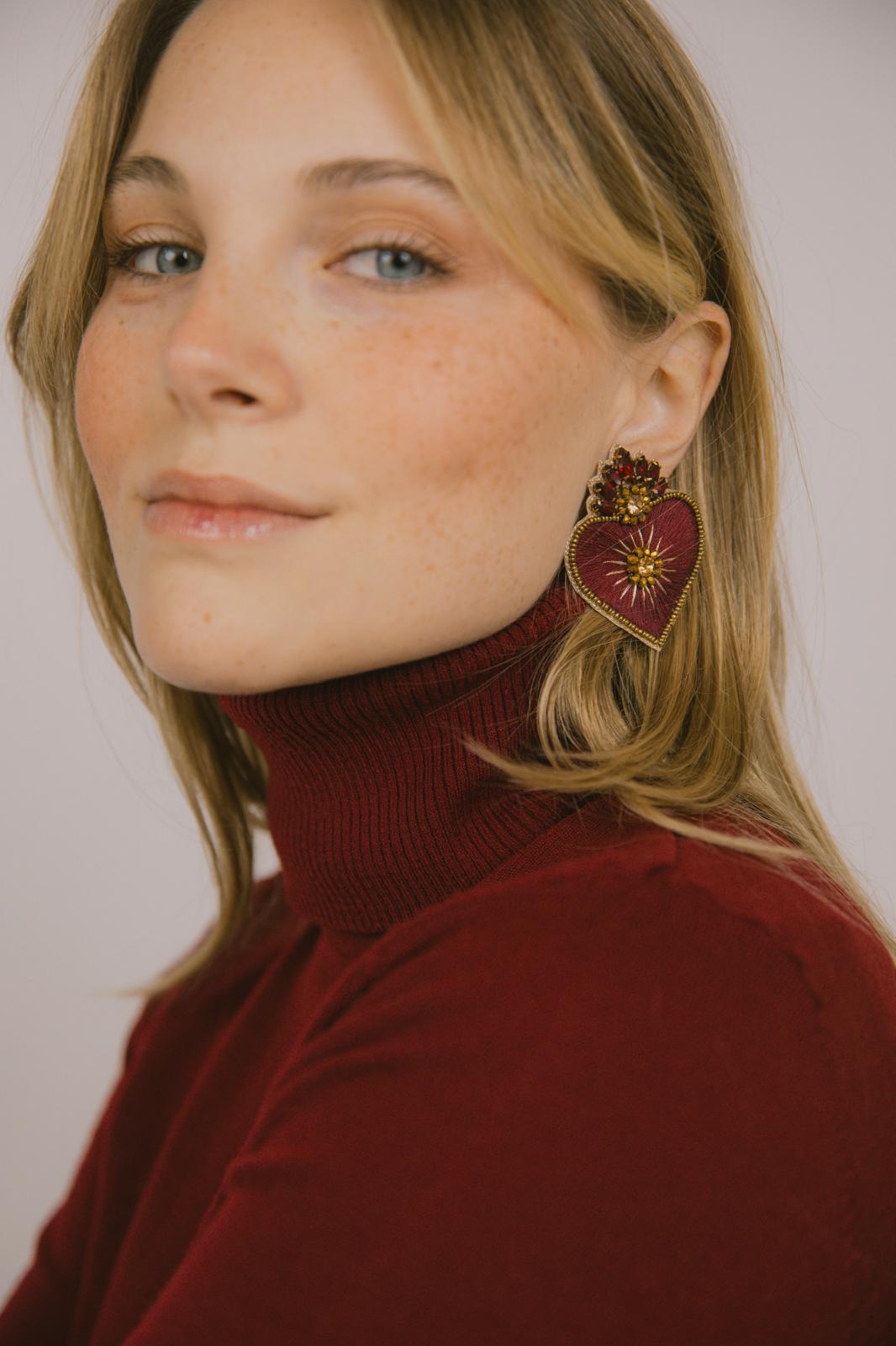 Boucles d'oreilles brodées Perlées CARITAS