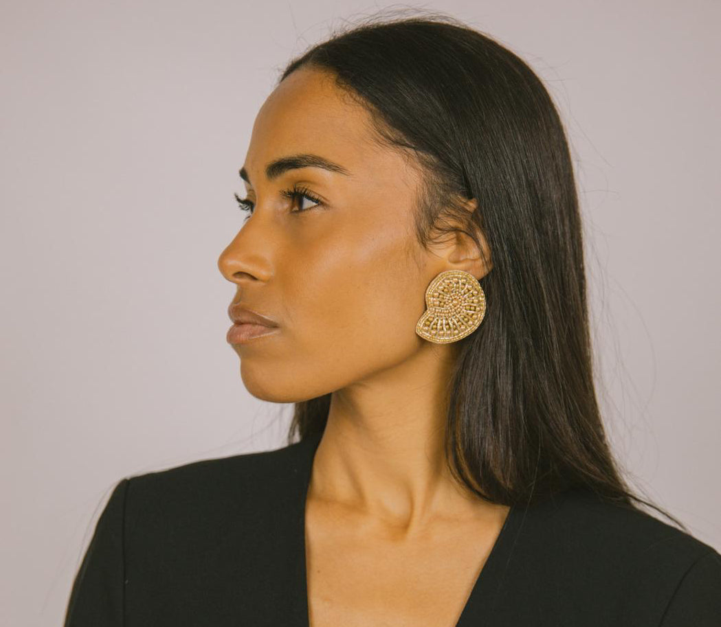 Boucles d'oreilles brodées Perlées Nautilia