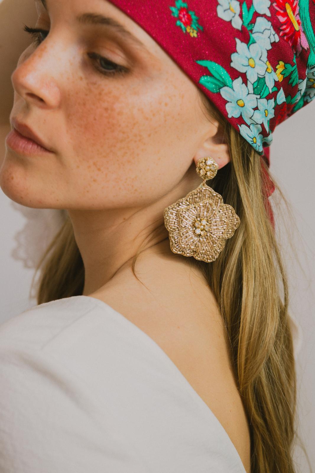 Boucles d'oreilles brodées Perlées Divya