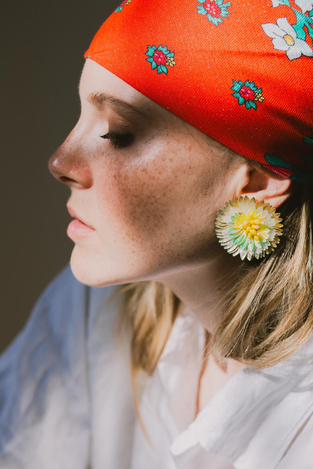 Boucles d'oreilles brodées ZINNIA