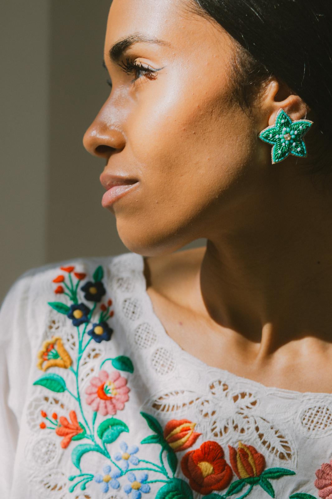 Boucles d'oreilles brodées SILÉA