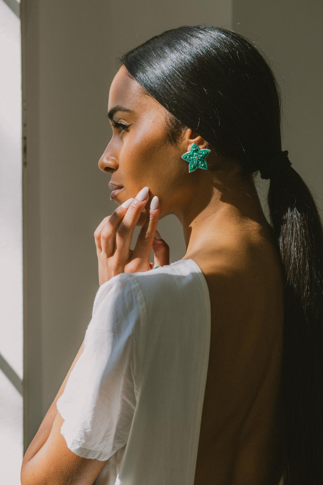 Boucles d'oreilles brodées SILÉA