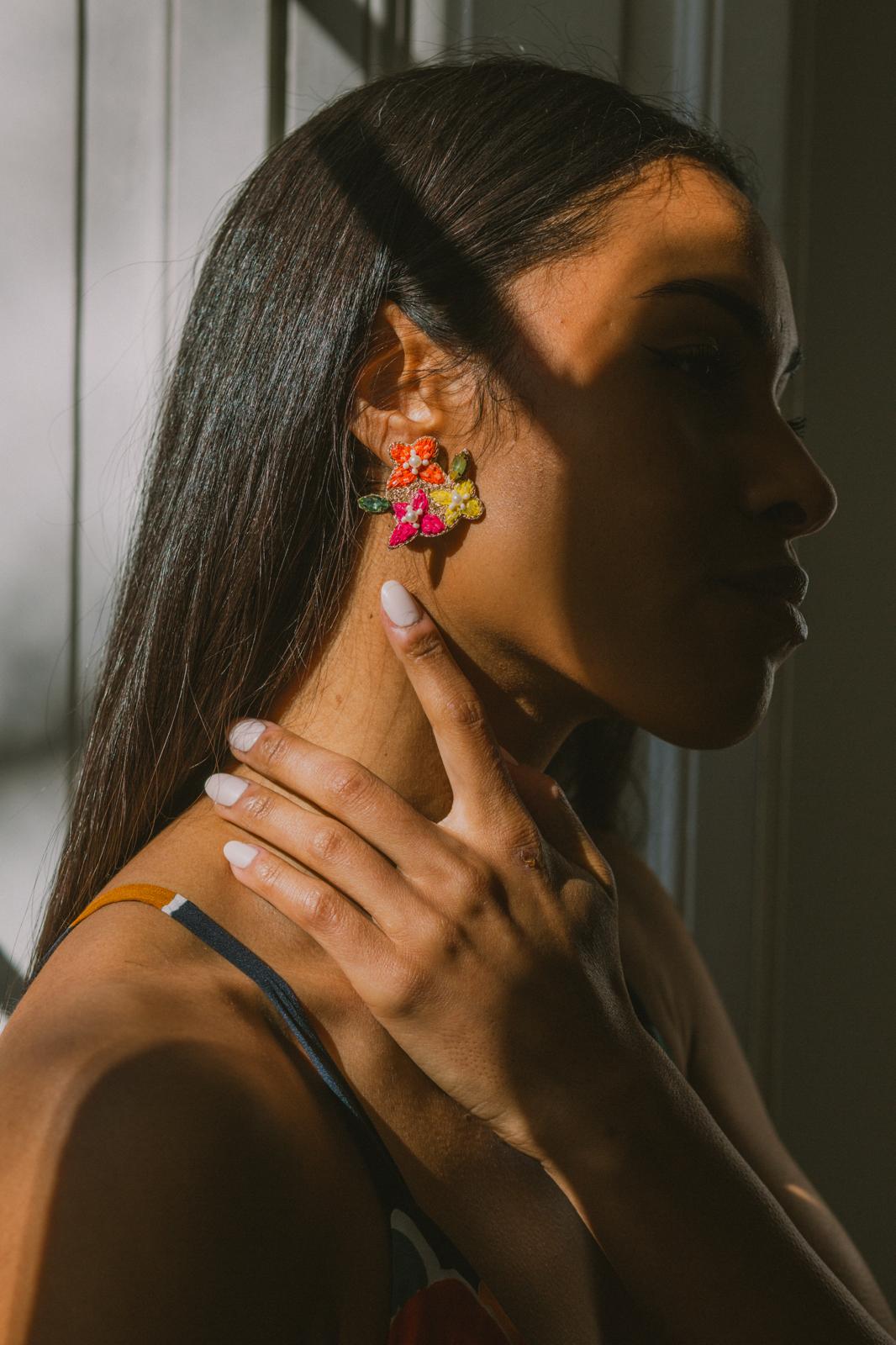 Boucles d'oreilles brodées LISA