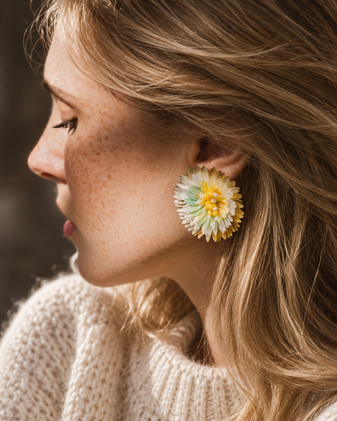 Boucles d'oreilles brodées ZINNIA