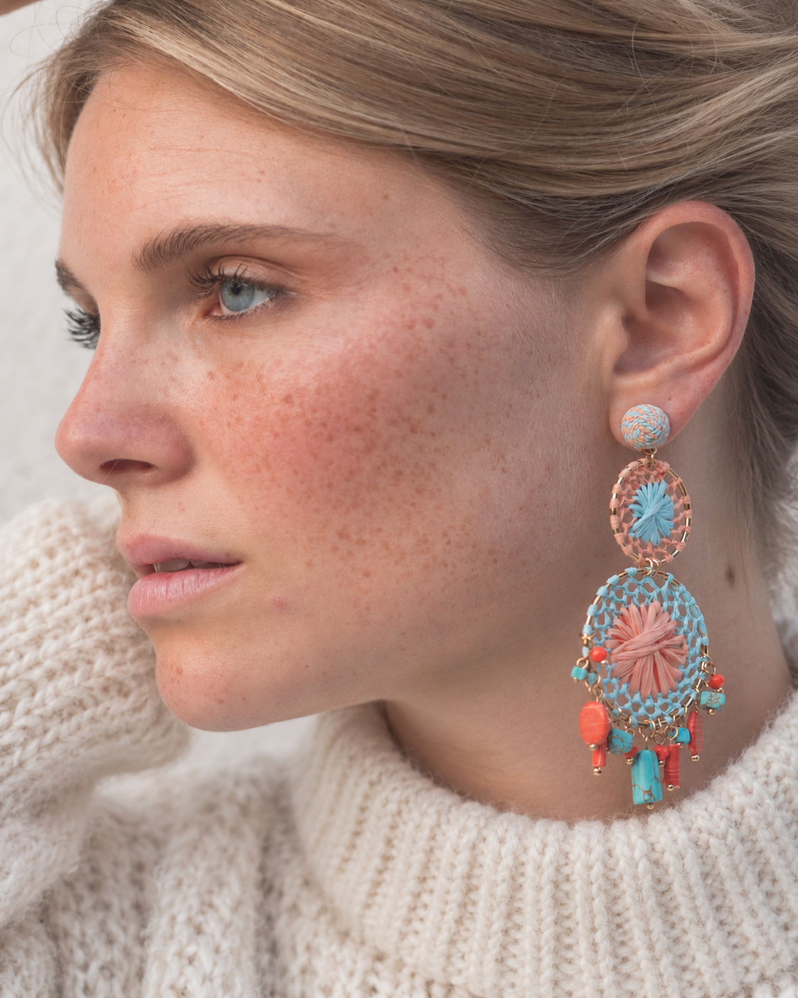 Boucles d'oreilles brodées Perlées CALISTA