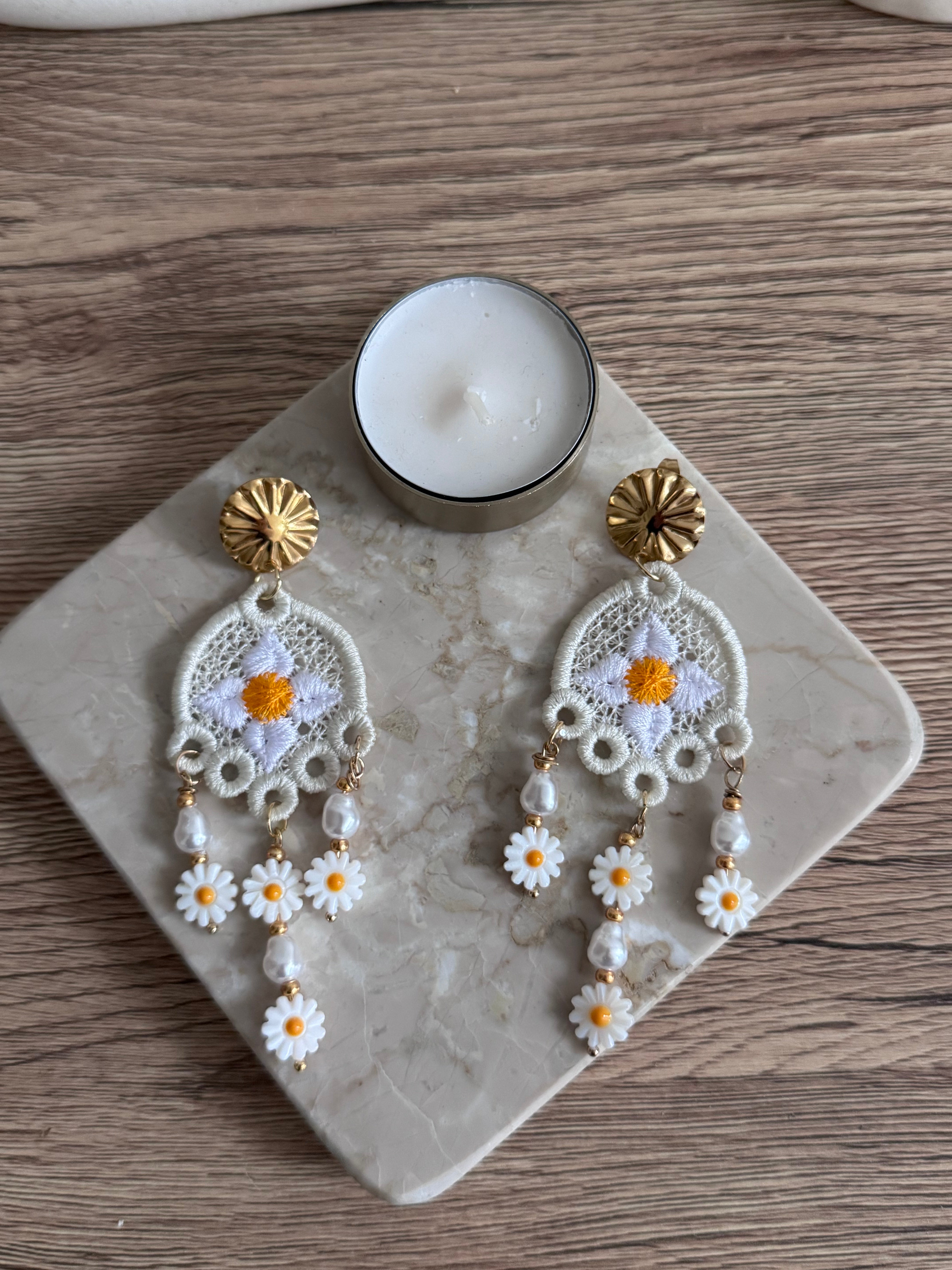 Cassiopeia embroidered earrings