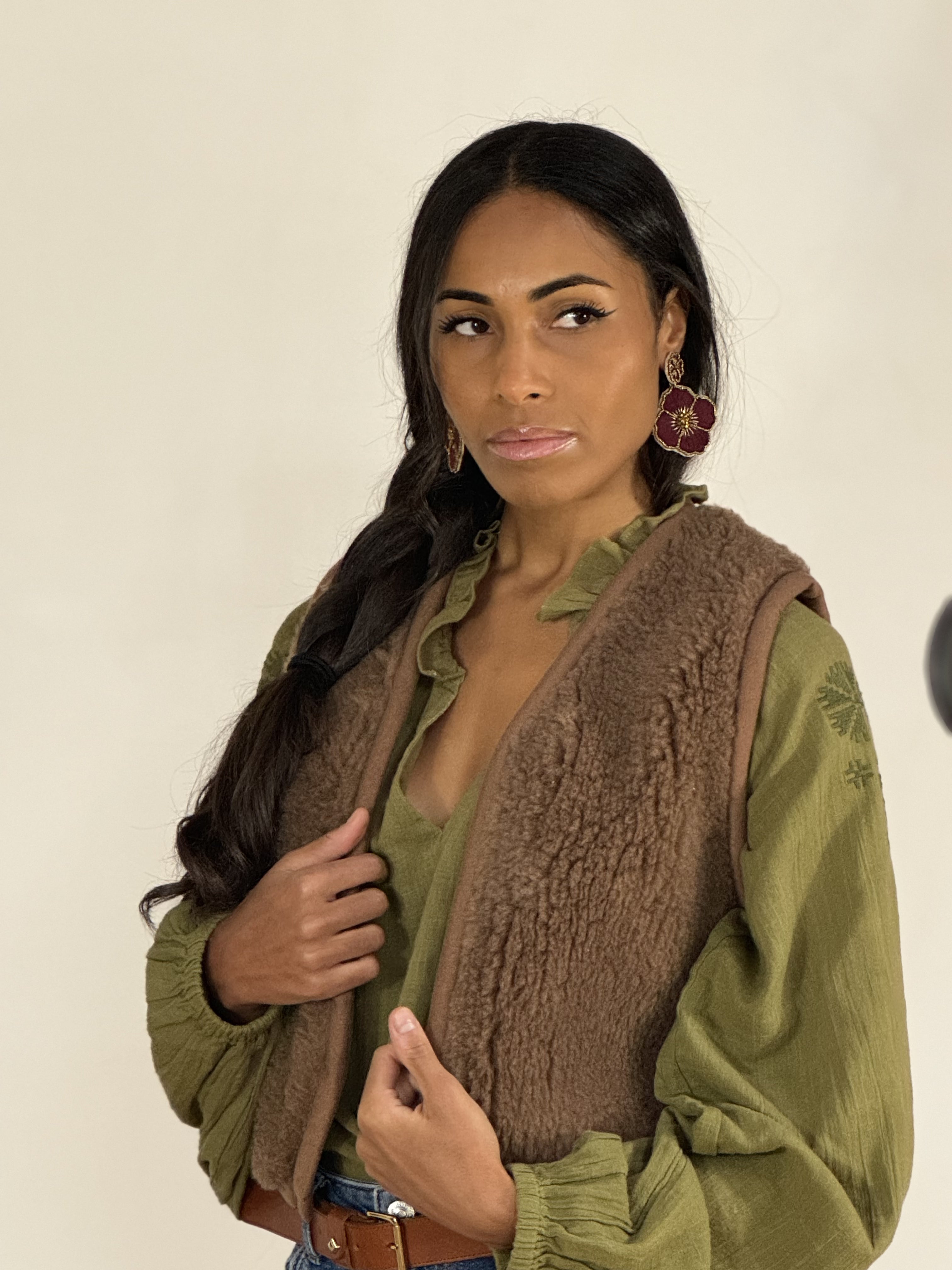 Boucles d'oreilles brodées Perlées Philippa