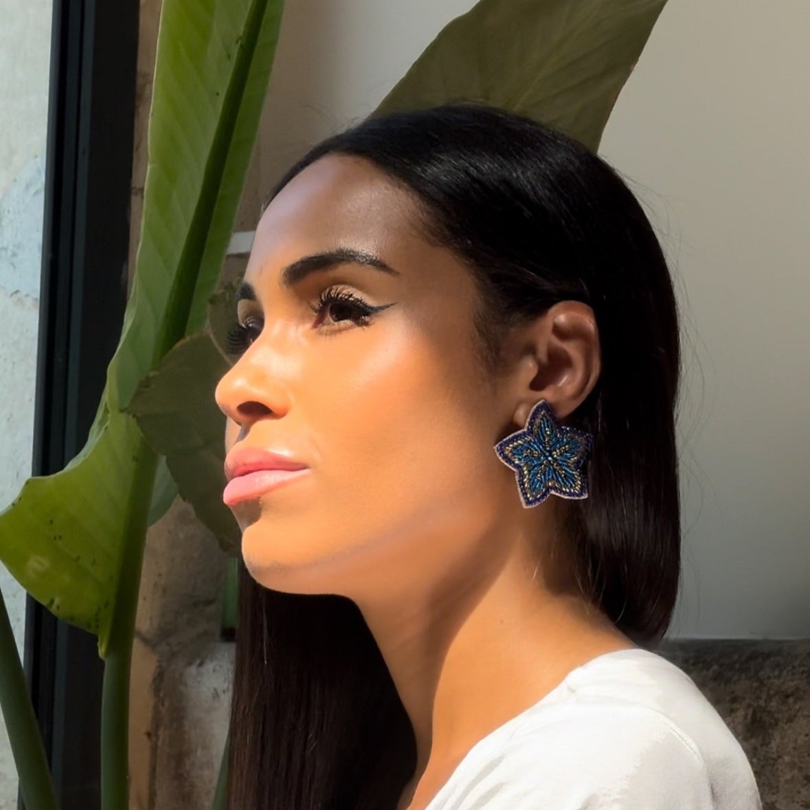 Cassiopeia embroidered earrings