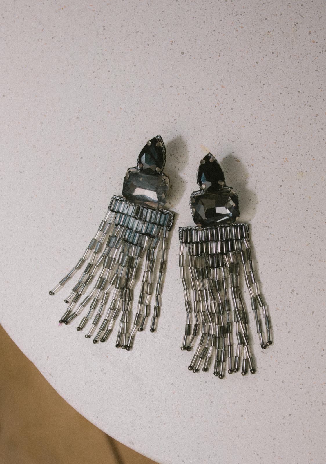 Boucles d'oreilles brodées Perlées Dina