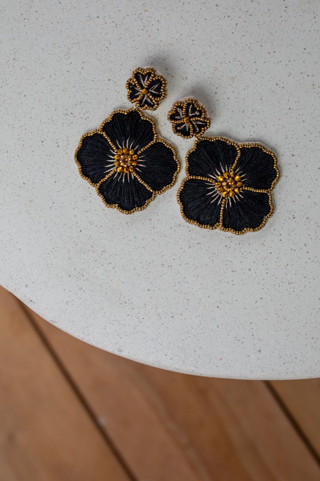 Boucles d'oreilles brodées Perlées Philippa