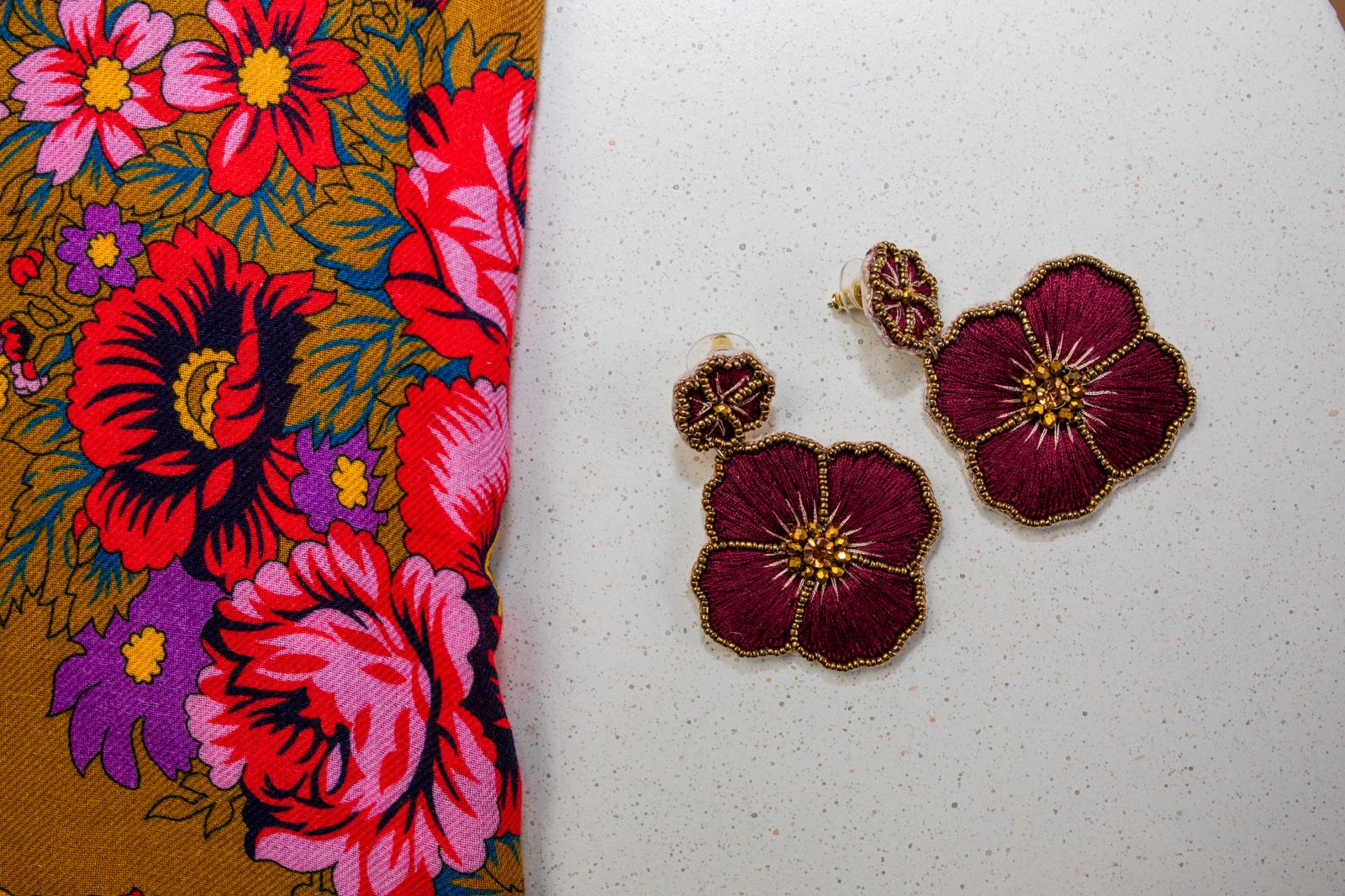 Boucles d'oreilles brodées Perlées Philippa