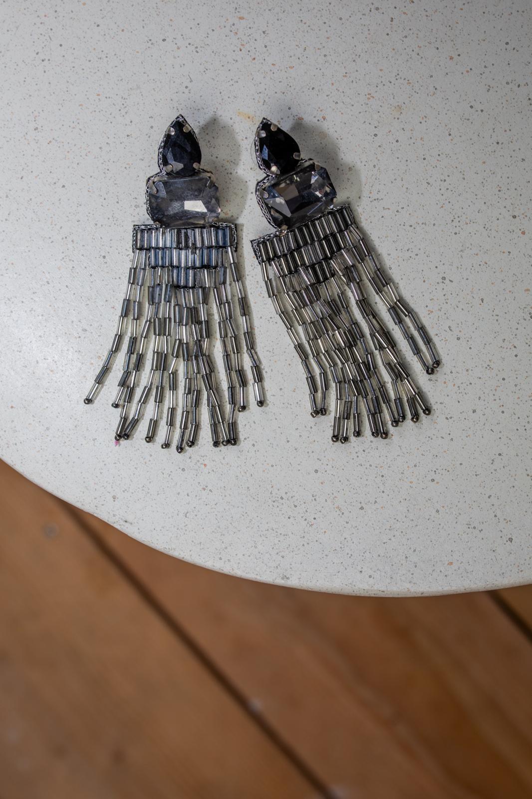 Boucles d'oreilles brodées Perlées Dina