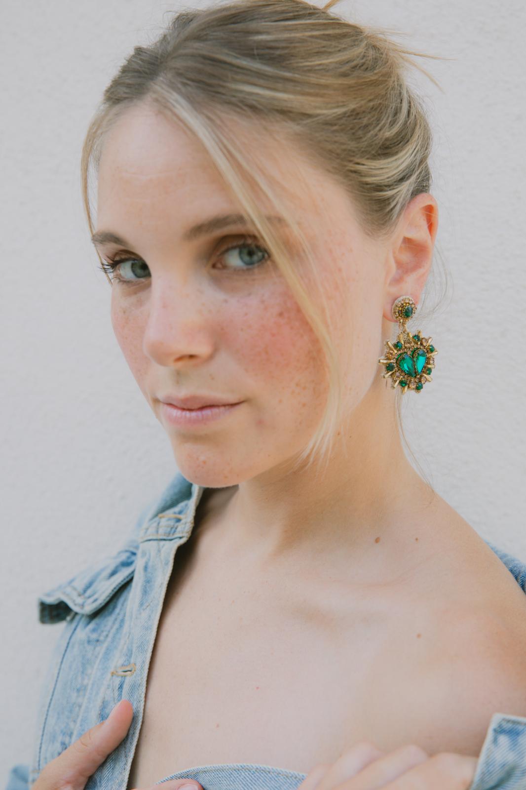 Boucles d'oreilles brodées Théa