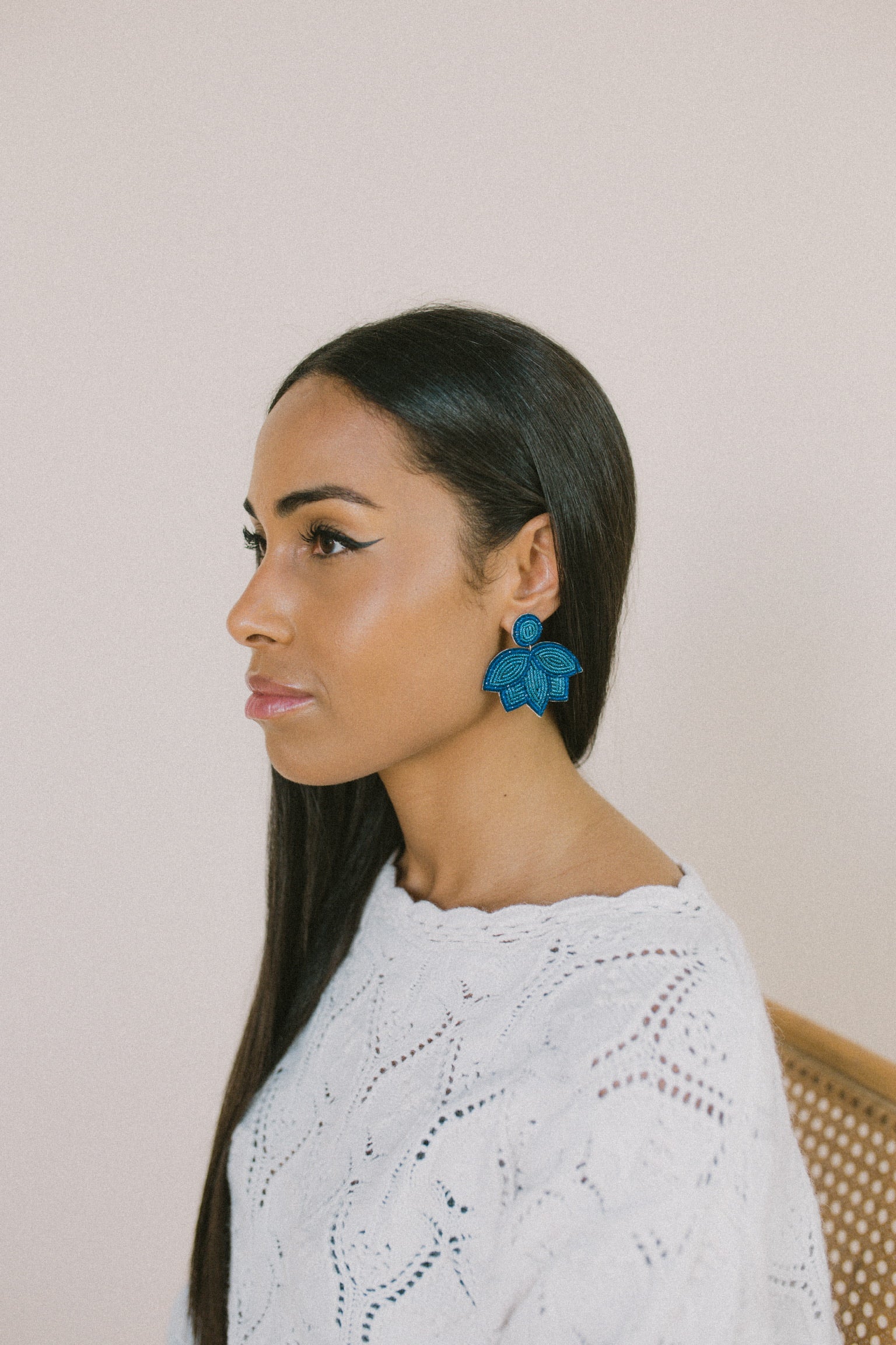 Boucles d'oreilles brodées Perlées Joséphine